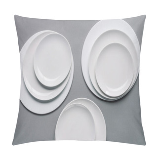 Personality  Composition Of White Plates On Grey Background Pillow Covers