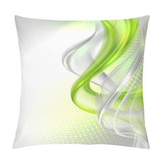 Personality  Abstract Gray Waving Background With Green Element Pillow Covers