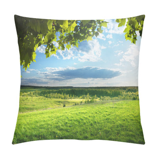 Personality  Field Of Spring Grass And Forest Pillow Covers
