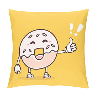Personality  Cartoon Donut Concept. Doodle Style. Pillow Covers