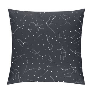 Personality  Zodiac Constellations Seamless Pattern. White Stars On The Dark Sky. Pillow Covers