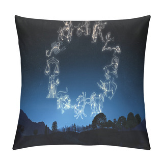 Personality  Zodiac Sign's On A Gradient Sky Background Pillow Covers