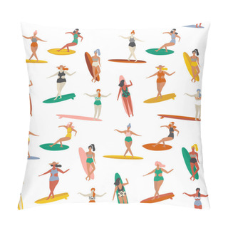 Personality Surfing Illustration In Vector. Pillow Covers