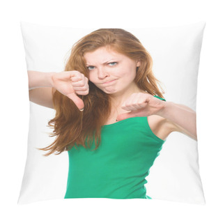 Personality  Woman Is Showing Thumb Down Gesture Pillow Covers