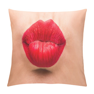 Personality  Cropped View Of Young Woman Sending Blowing Kiss  Pillow Covers