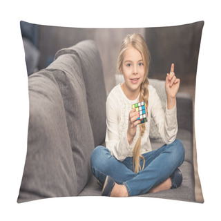 Personality  Girl Playing With Rubik's Cube Pillow Covers