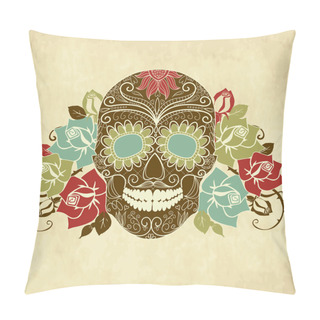 Personality  Skull And Roses, Colorful Day Of The Dead Card Pillow Covers