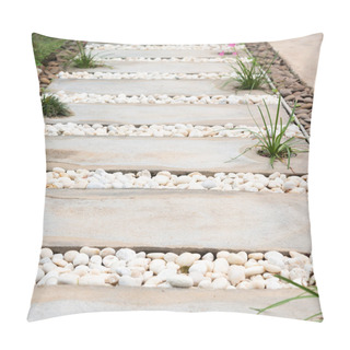 Personality  Landscaping Modern Simple Stone Pathway In Garden Decoration With White And Brown Pebbles Pillow Covers