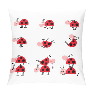 Personality  Funny Ladybugs, Playing Together Pillow Covers