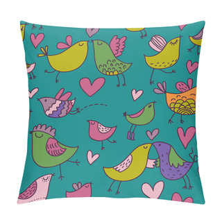 Personality  Colorful Birds In Love. Cartoon Seamless Pattern Pillow Covers