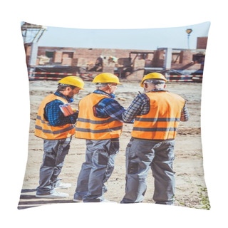 Personality  Three Workers At Construction Site Pillow Covers