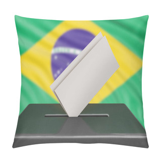 Personality  Ballot Box With Brazil Flag On Background  Pillow Covers