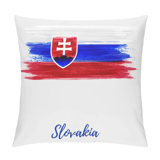 Personality  Abstract Watercolor Imitation Grunge Flag Of Slovakia. Slovak Republic Flag Background. Template For National Holiday Background, Banner, Flyer, Invitation, Etc. Pillow Covers
