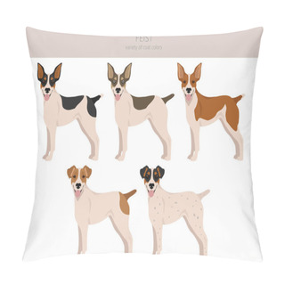 Personality  Feist Dog Clipart. Different Coat Colors Set.  Vector Illustration Pillow Covers