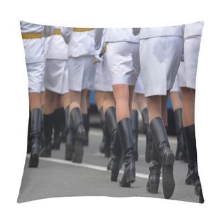 Personality  Military Parade And Girls As Members Of Armed Forces And Police. Pillow Covers