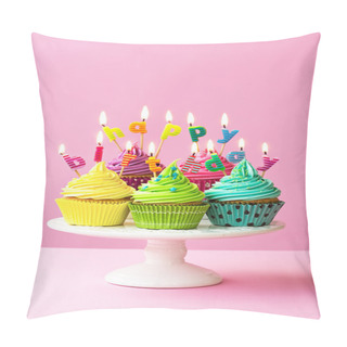 Personality  Happy Birthday Cupcakes Pillow Covers
