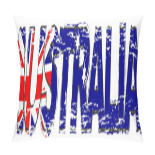Personality  Word AUSTRALIA With Australian National Flag Under It, Distresse Pillow Covers