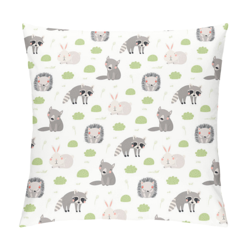 Personality  Cute woodland animals and bushes seamless pattern on a white background. Hand drawn vector illustration. Scandinavian style flat design. Concept for kids textile  pillow covers