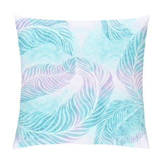 Personality  Feathers. Decorative Composition On A Watercolor Background. Floral Motifs. Seamless Pattern. Pillow Covers
