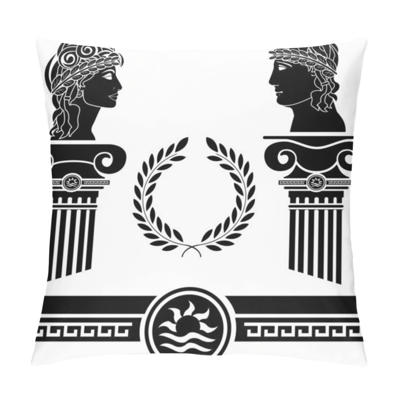 Personality  Greek columns and human heads pillow covers