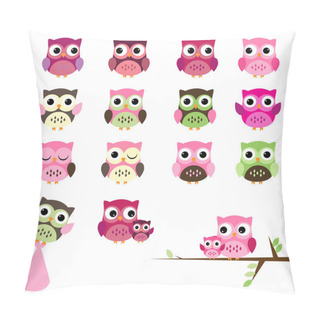 Personality  Vector Set Of Girl Baby Shower Owls Pillow Covers