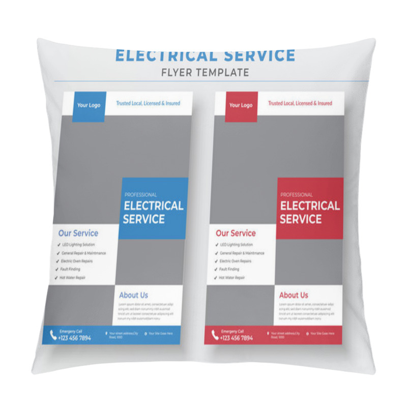 Personality  Electrician Service Flyer Template, Professional Electrical Service And Flyer Pillow Covers