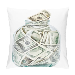 Personality  Many 100 US Dollars Bank Notes In A Glass Jar Pillow Covers
