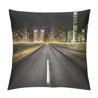 Personality  Empty Road With City Lights In The Background Pillow Covers