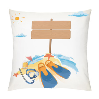 Personality  Wood Sign In The Beach Icon Pillow Covers