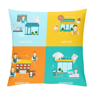 Personality  Store Building Flat Set Pillow Covers