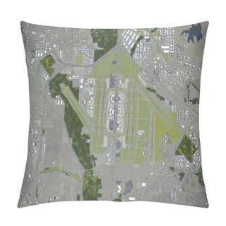 Personality  Dallas - Fort Worth International Airport - 3D Model Aerial Rendering Pillow Covers
