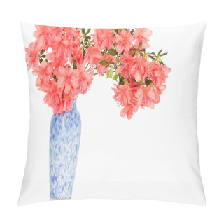 Personality  Coral Pink Azalea In Blue Vase Pillow Covers
