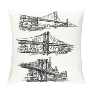 Personality  Famous Bridges - Hand Drawn Set Pillow Covers