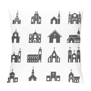 Personality  Church Building Icon Vector Set Pillow Covers