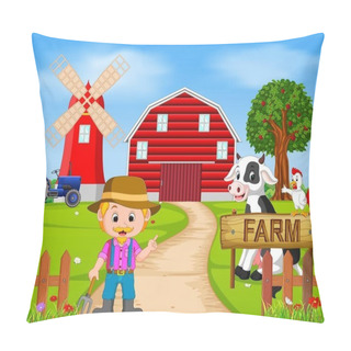 Personality  Farm Scenes With Many Animals And Farmers Pillow Covers