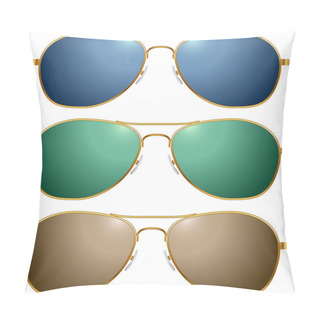 Personality  Color Sunglasses Vector Set Isolated On White Background.  Pillow Covers