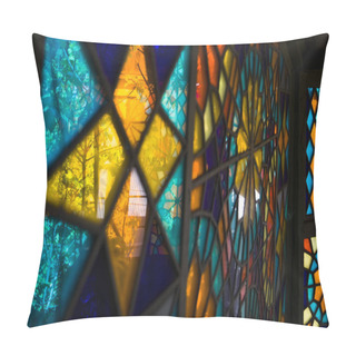 Personality  Closeup Detail Of The Colorful Stained Glass Window Pillow Covers