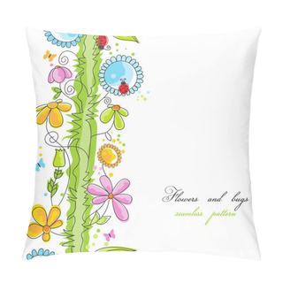 Personality  Flowers And Bugs Cartoon Seamless Pattern Pillow Covers