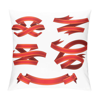 Personality  Red Banners Set (vector) Pillow Covers