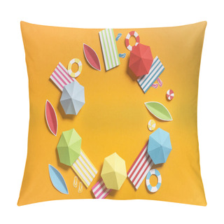 Personality  Summer Background With Round Composition Of Beach Accessories Pillow Covers