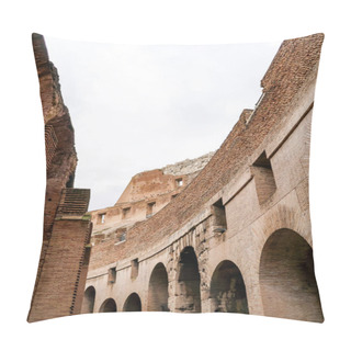 Personality  Low Angle View Of Ancient And Historical Colosseum Against Cloudy Sky  Pillow Covers