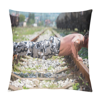 Personality  Muscular Man Doing Push-ups Pillow Covers
