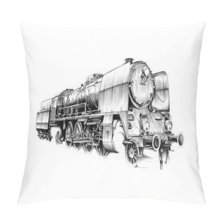 Personality  Steam Engine Art Design Drawing Pillow Covers
