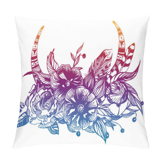 Personality  Bouquet Of Flowers. Bridal Floral Composition. Wedding Invitation Template. Pillow Covers