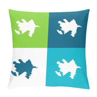 Personality  Azerbaijan Flat Four Color Minimal Icon Set Pillow Covers