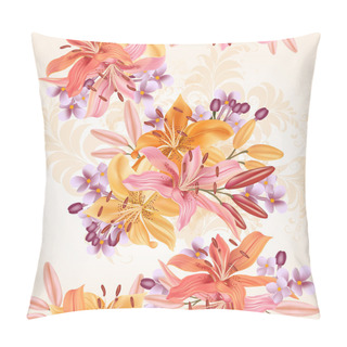 Personality  Floral  Seamless Pattern With Lily  Flowers In Watercolor Style Pillow Covers