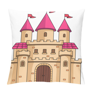 Personality  Royal Castle Cartoon Colored Clipart Illustration Pillow Covers