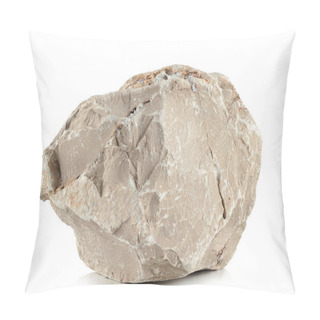 Personality  One Rough Fragment Is A Piece Of Light Stone With Clay Inclusions And A Pronounced Texture, On A White Background Pillow Covers
