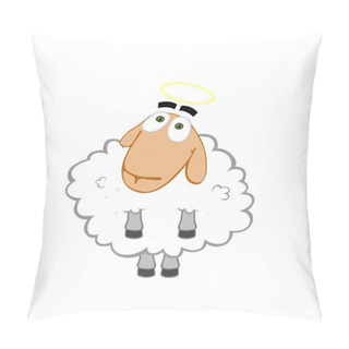 Personality  Cute Lamb Character With Blank White Sign  Pillow Covers