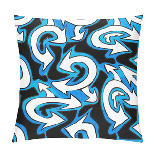 Personality  White Arrow On A Blue Background Graffiti Seamless Background Pillow Covers